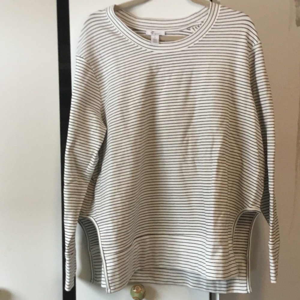 Striped White and Black Women's Activewear Top
